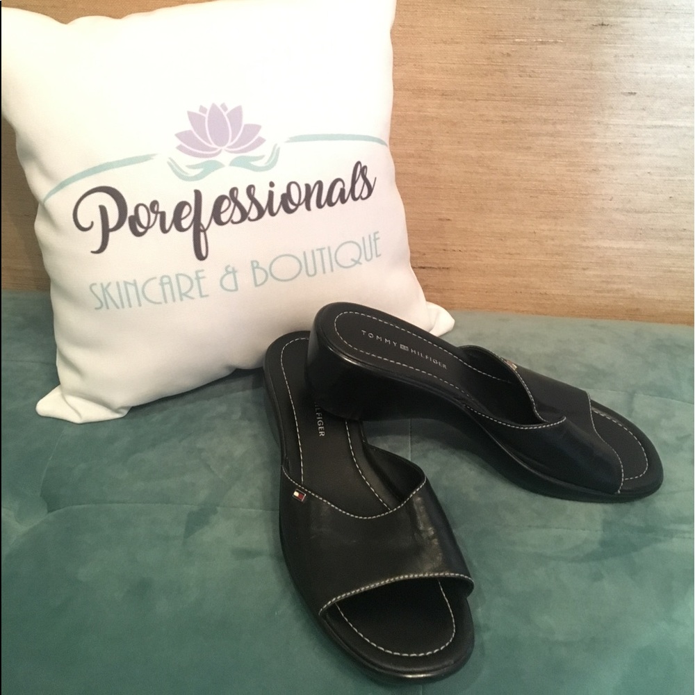Tommy Hilfiger Black Leather Sandals